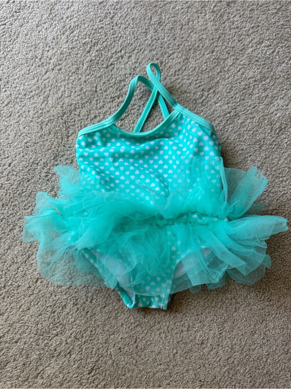 OP Baby Girl Aqua Tulle Tutu One Piece Swimsuit 6-9M